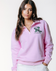COLOURFUL REBEL SWEATER LOGO EMBRO ZIP SWEAT LIGHT PINK