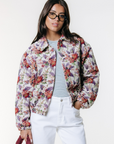 COLOURFUL REBEL JAS BENTE FLOWER JACQUARD BOMBER JACKET OFF WHITE