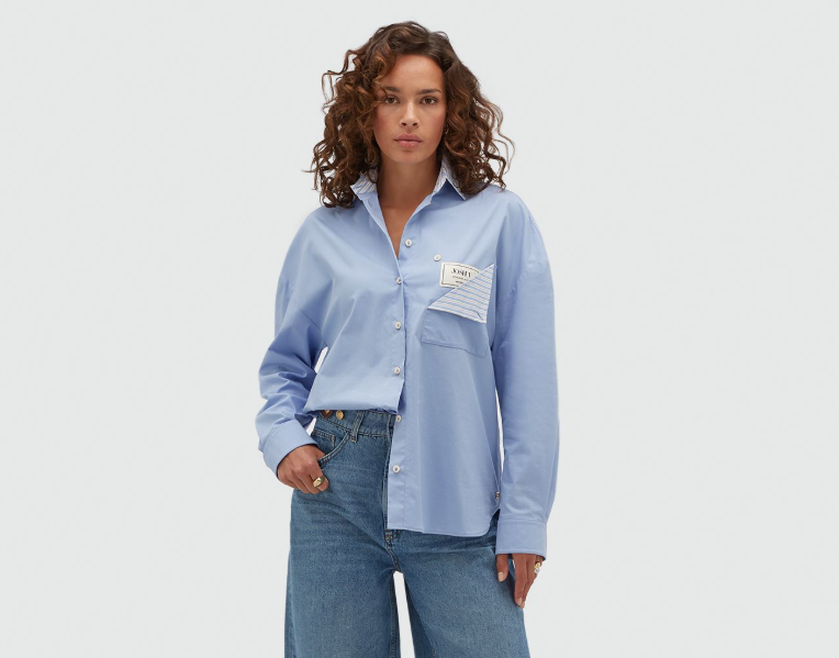 JOSH V BLOUSE JV-ROMULO OVERSIZED STRIPED MID BLUE