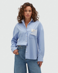 JOSH V BLOUSE JV-ROMULO OVERSIZED STRIPED MID BLUE
