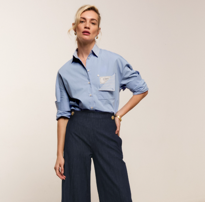 JOSH V BLOUSE JV-ROMULO OVERSIZED STRIPED MID BLUE