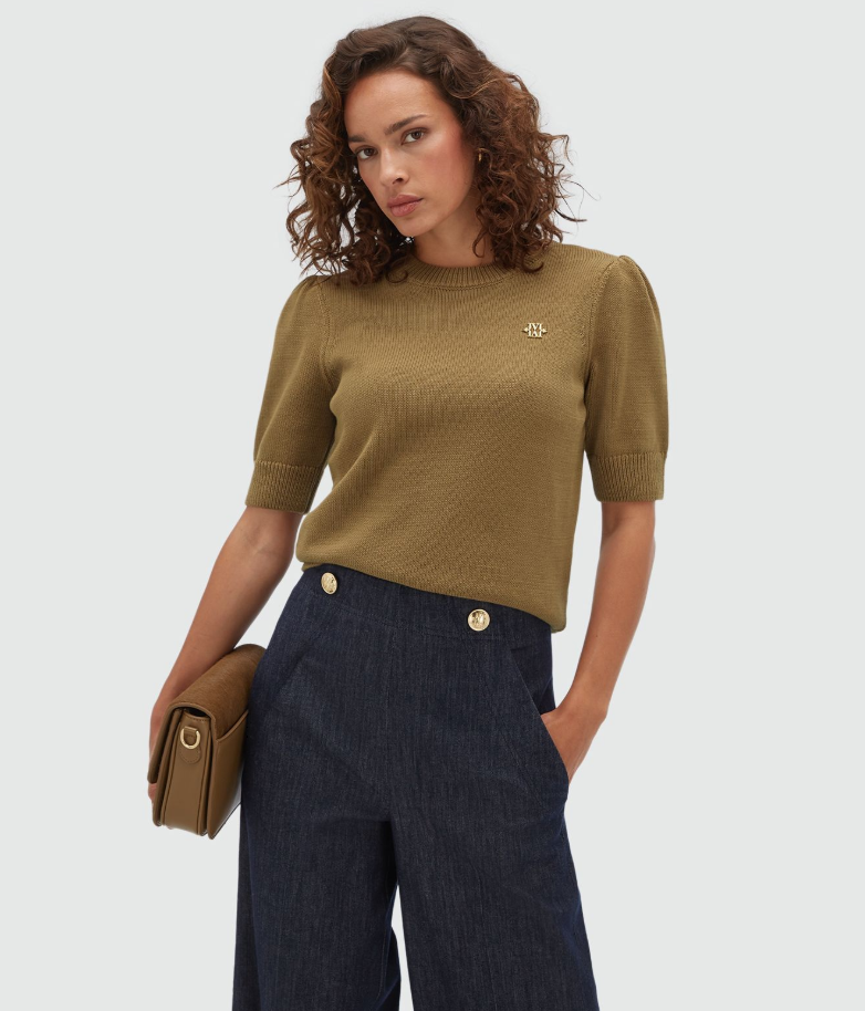 JOSH V PULLOVER JV-BRENT FITTED SWEATER KHAKI