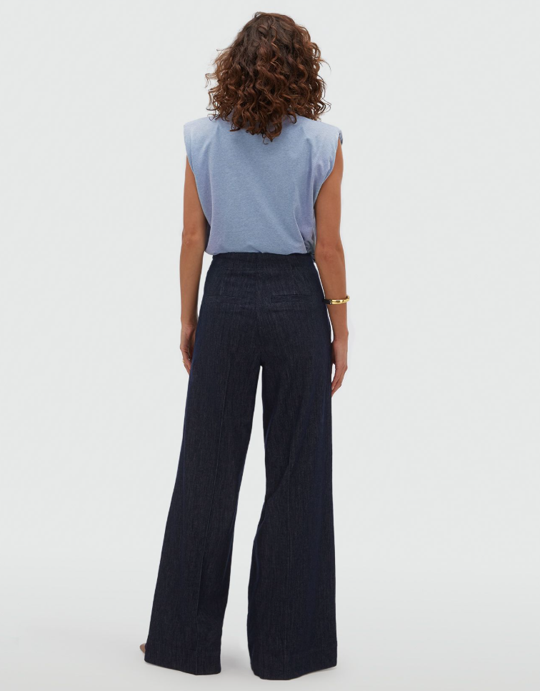 JOSH V PANTS JV-INDRA HIGH WAISTED WIDE LEG DARK BLUE CHAMBRAY