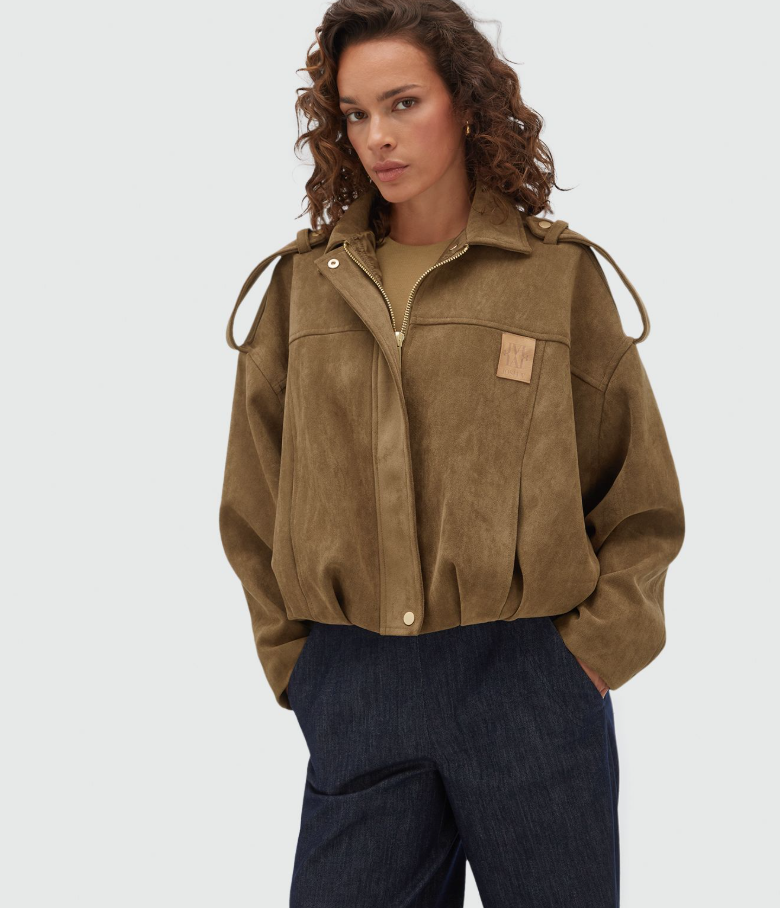 JOSH V JACKET JV-VITO OVERSIZED SUEDINE DARK KHAKI
