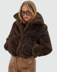 JOSH V JACKET JV-LOVISA REGULAR FAUX FUR SOFT BROWN