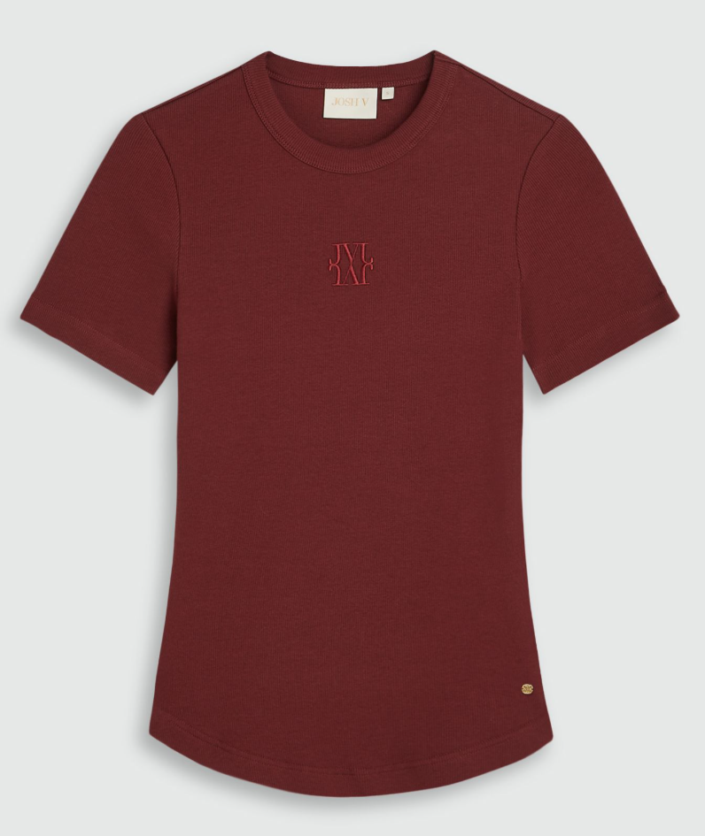 JOSH V T-SHIRT JV-CODY SLIM FIT MET LOGO BURGUNDY