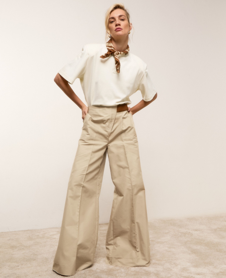 JOSH V PANTS JV-VEN MID RISE WIDE LEG PANTALON BEIGE