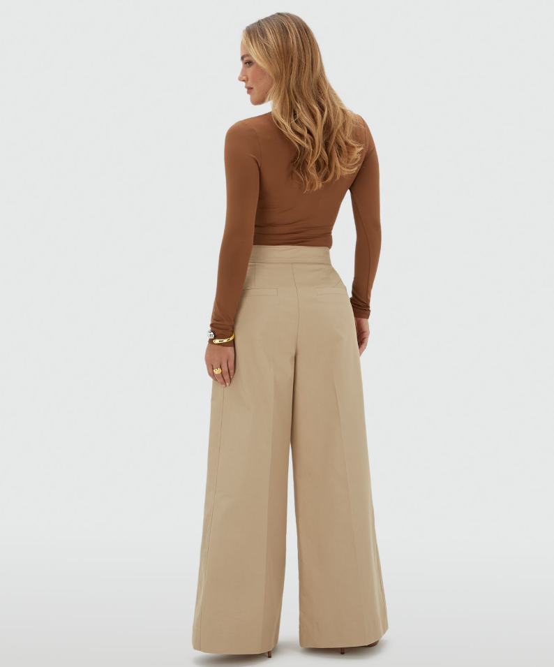 JOSH V PANTS JV-VEN MID RISE WIDE LEG PANTALON BEIGE