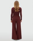JOSH V PANTS JV-SKY HIGH WAISTED WIDE LEG BURGUNDY