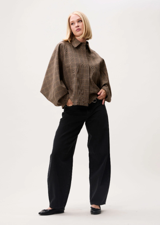 CATWALK JUNKIE JAS CHECK CAPE JACKET CARAMEL