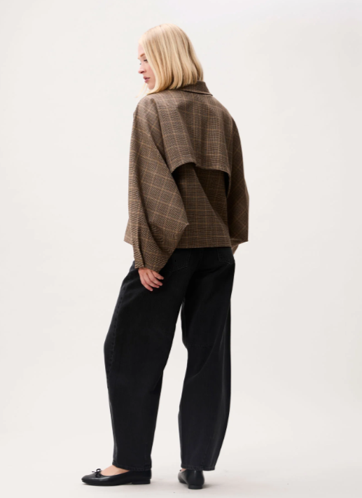 CATWALK JUNKIE JAS CHECK CAPE JACKET CARAMEL