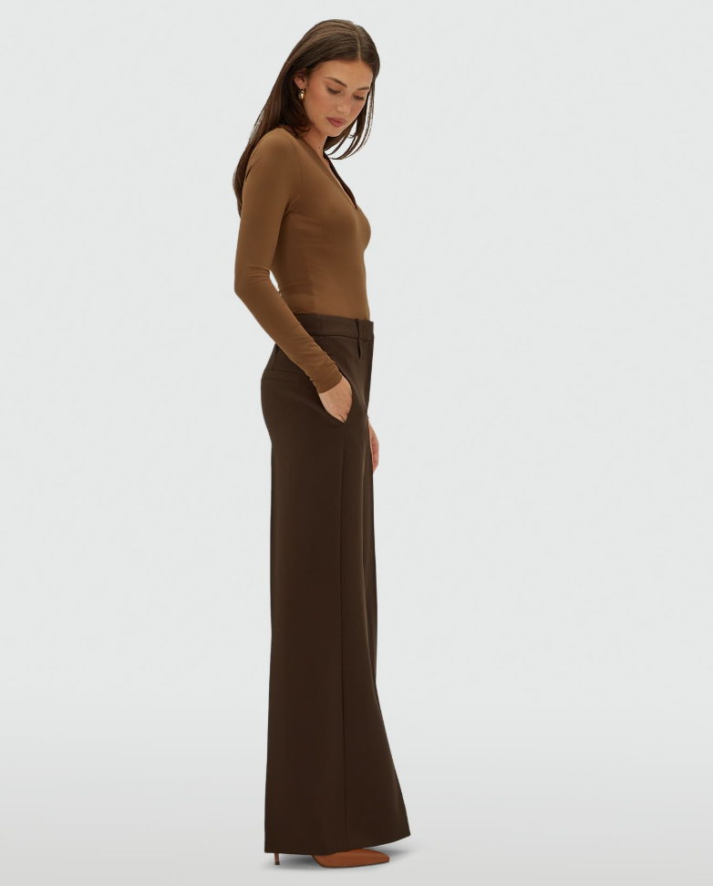 JOSH V PANTS JV-SKY HIGH WAISTED WIDE LEG BROWN