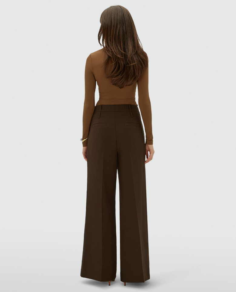 JOSH V PANTS JV-SKY HIGH WAISTED WIDE LEG BROWN