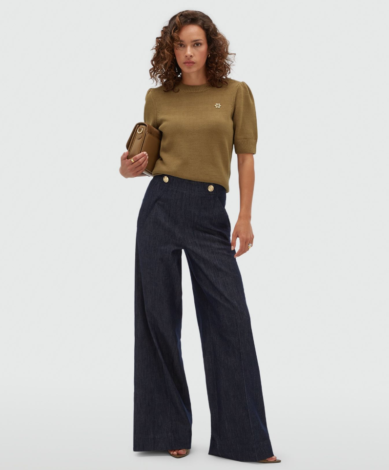 JOSH V PANTS JV-INDRA HIGH WAISTED DARK BLUE CHAMBRAY