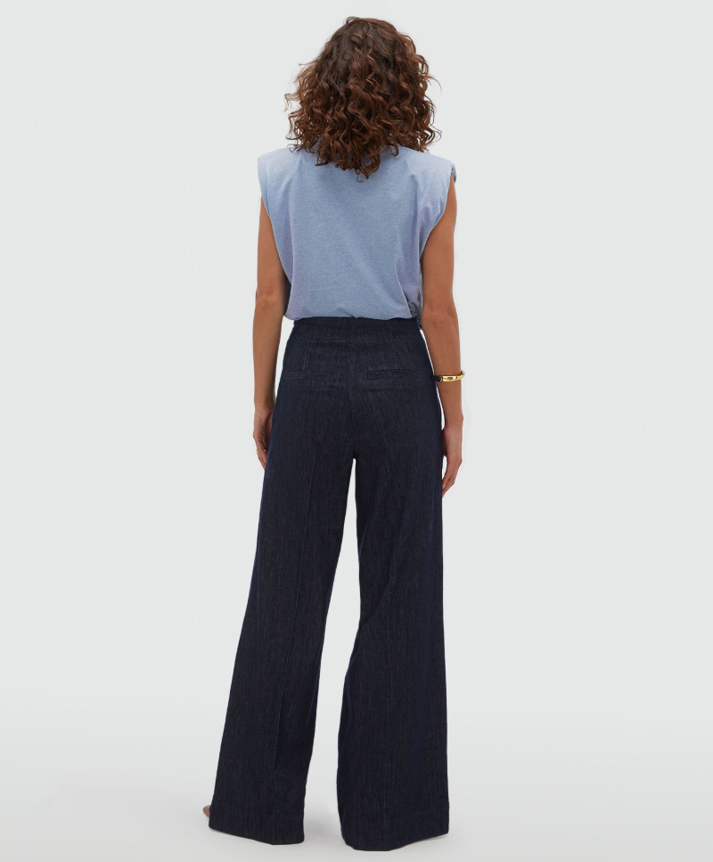 JOSH V PANTS JV-INDRA HIGH WAISTED DARK BLUE CHAMBRAY