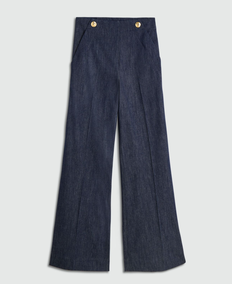 JOSH V PANTS JV-INDRA HIGH WAISTED DARK BLUE CHAMBRAY