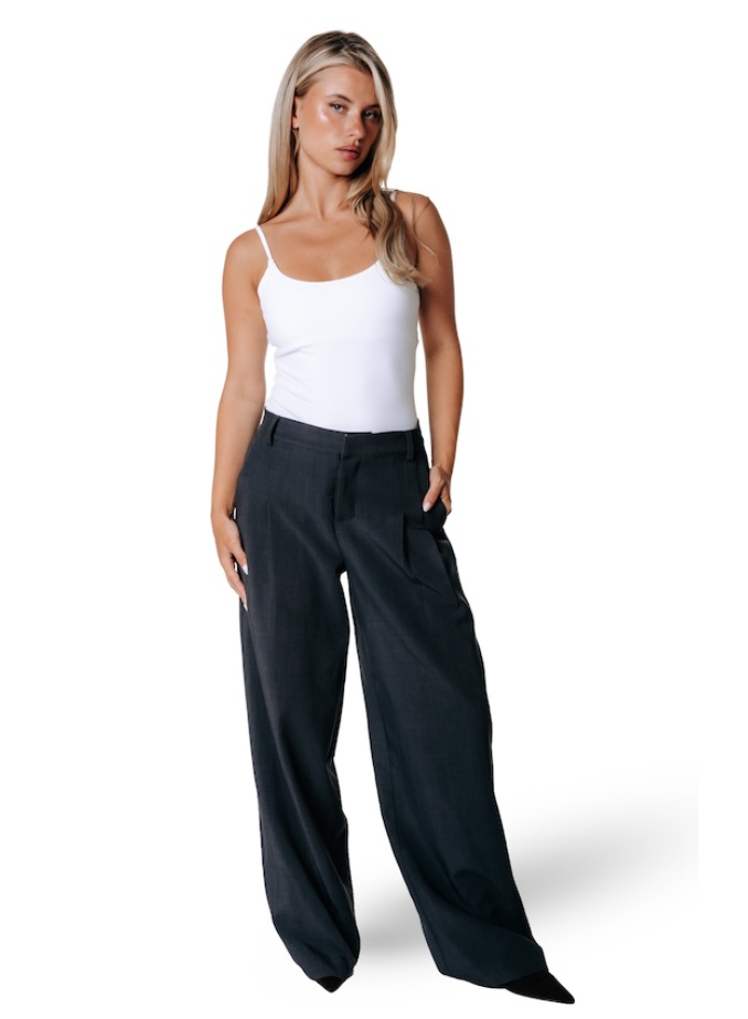 COLOURFUL REBEL PANTS MAGGY TAILORED DARK GREY