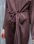 A-VIEW JURK SINDA DRAPE DRESS DARK BROWN