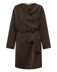 A-VIEW JURK SINDA DRAPE DRESS DARK BROWN