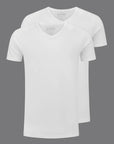 SLATER T-SHIRT BASIC FIT V-HALS 2-PACK WHITE