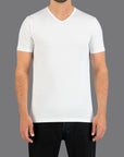 SLATER T-SHIRT BASIC FIT V-HALS 2-PACK WHITE