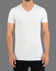 SLATER T-SHIRT STRETCH V-HALS 2-PACK WHITE