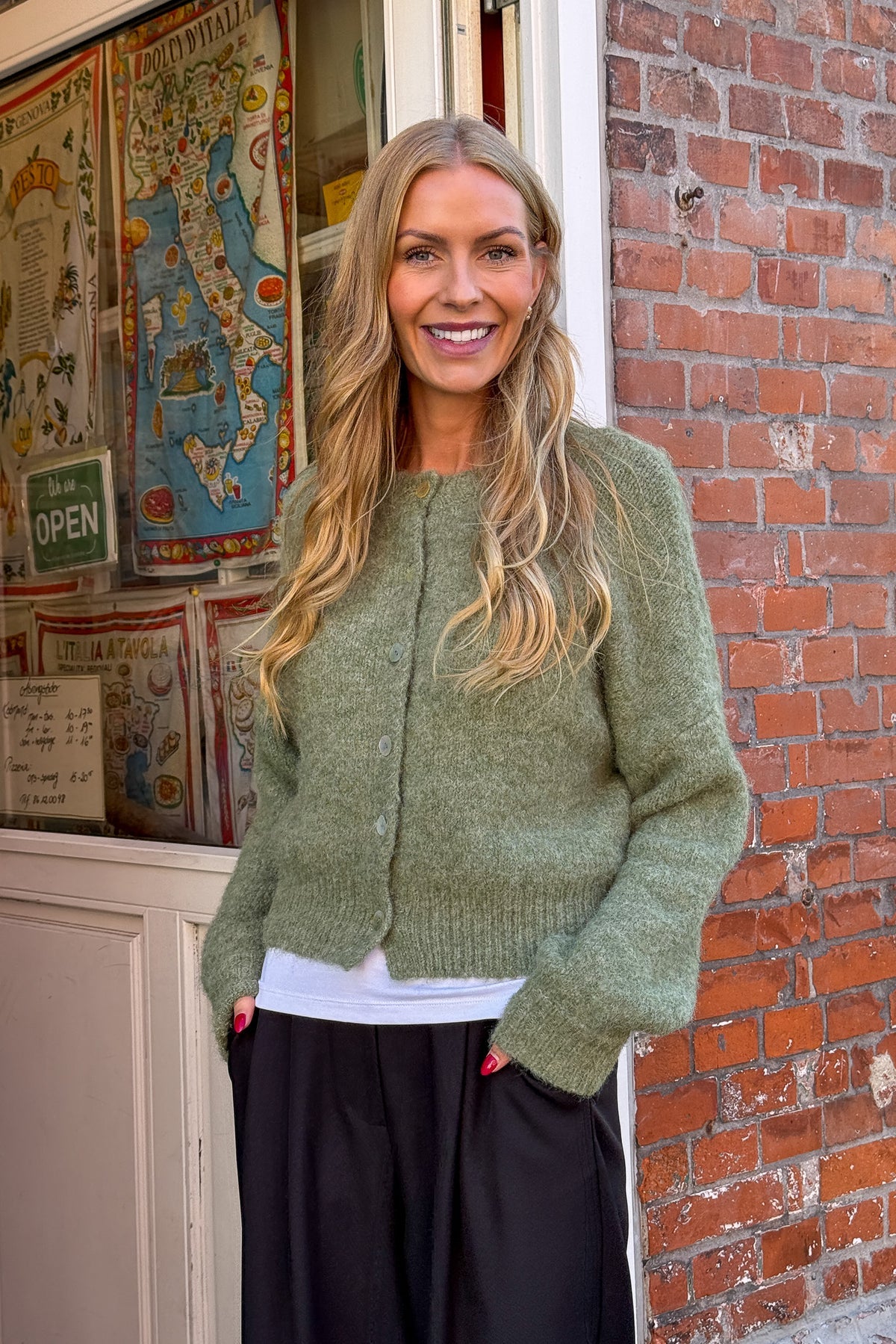 A-VIEW VEST SOFT KNIT CARDIGAN DUSTY GREEN