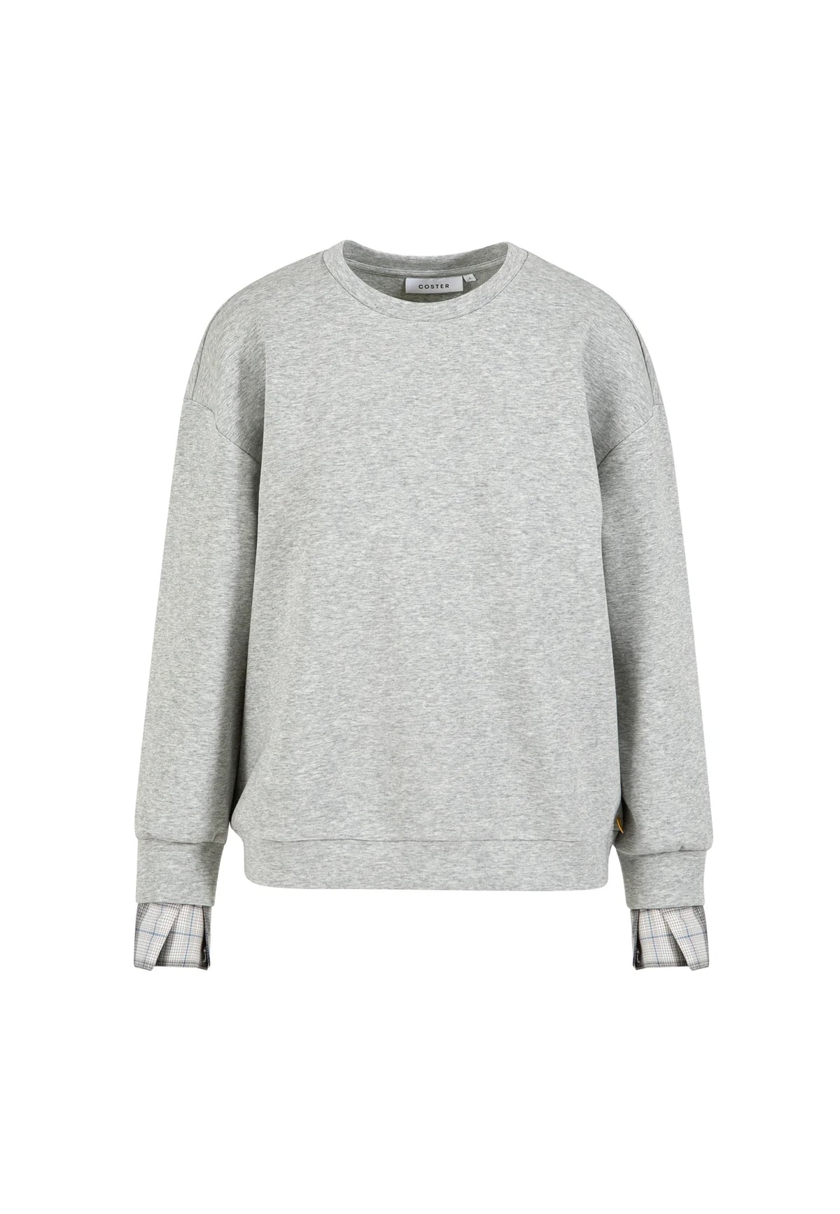 COSTER COPENHAGEN SWEATER WITH CUFF DETAIL GREY MELANGE