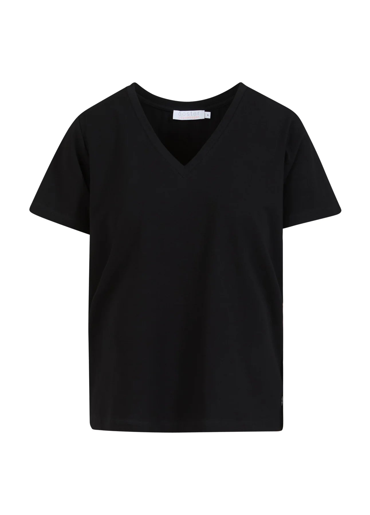 COSTER COPENHAGEN T-SHIRT WITH V-NECK MID SLEEVES BLACK