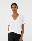 COSTER COPENHAGEN T-SHIRT WITH V-NECK MID SLEEVES WHITE