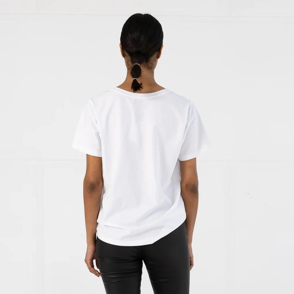 COSTER COPENHAGEN T-SHIRT WITH V-NECK MID SLEEVES WHITE