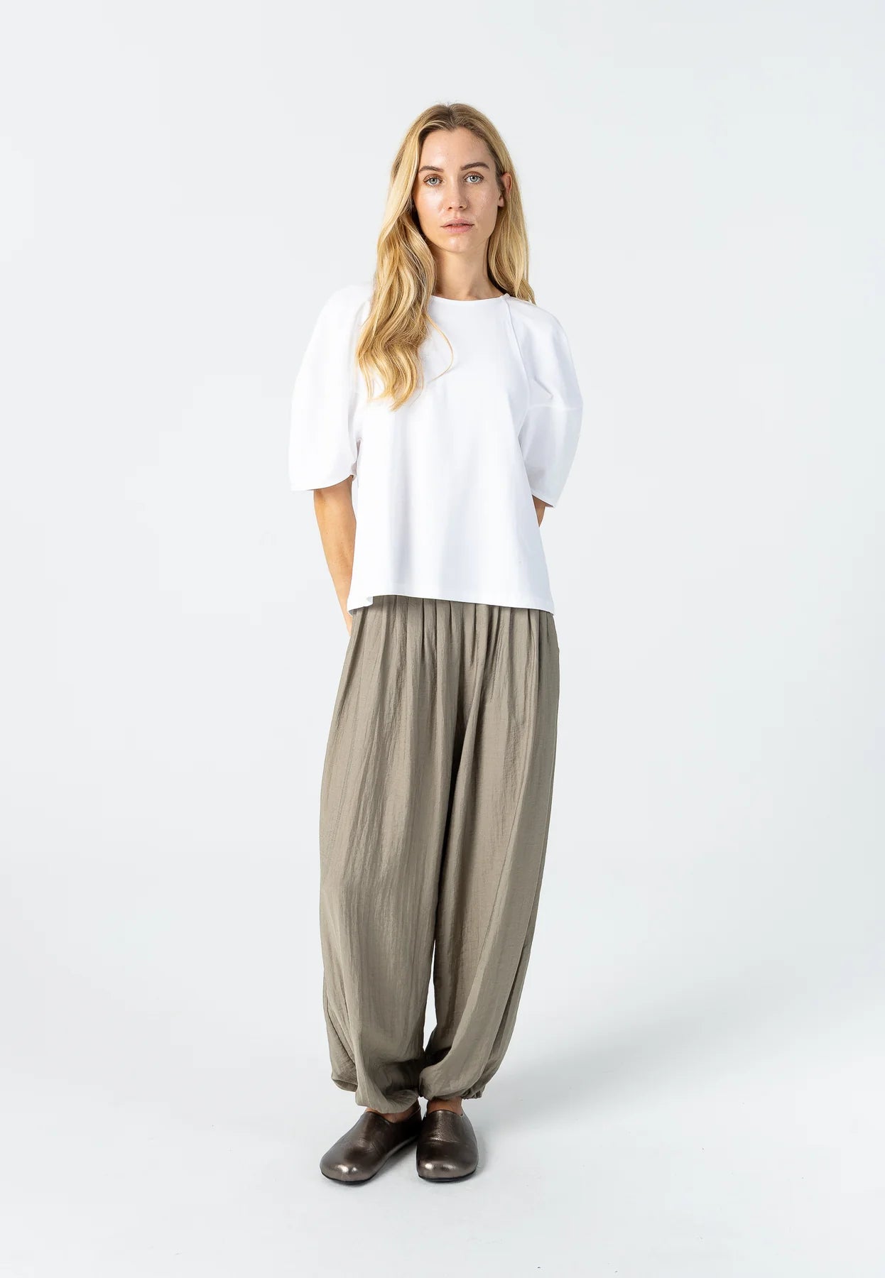 COSTER COPENHAGEN BLOUSE TOP WITH VOLUME SLEEVES WHITE