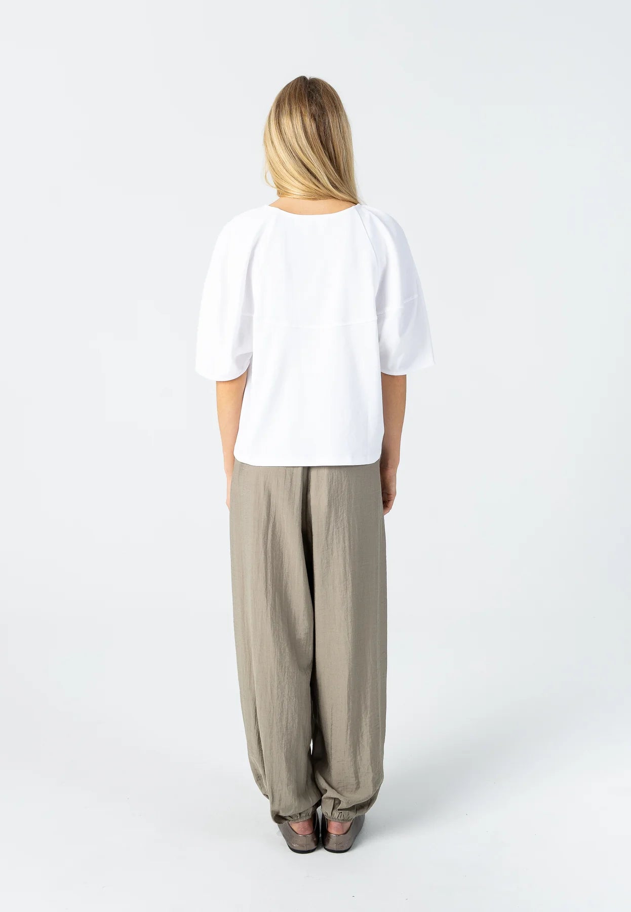COSTER COPENHAGEN BLOUSE TOP WITH VOLUME SLEEVES WHITE