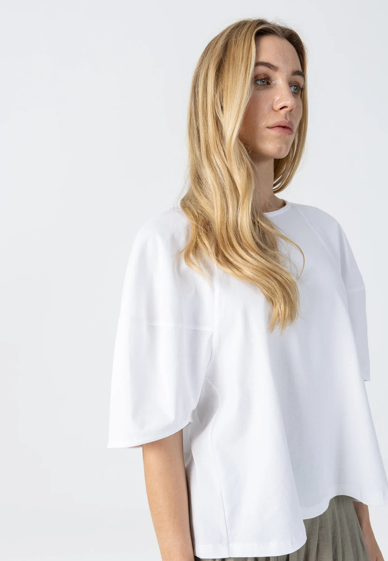 COSTER COPENHAGEN BLOUSE TOP WITH VOLUME SLEEVES WHITE