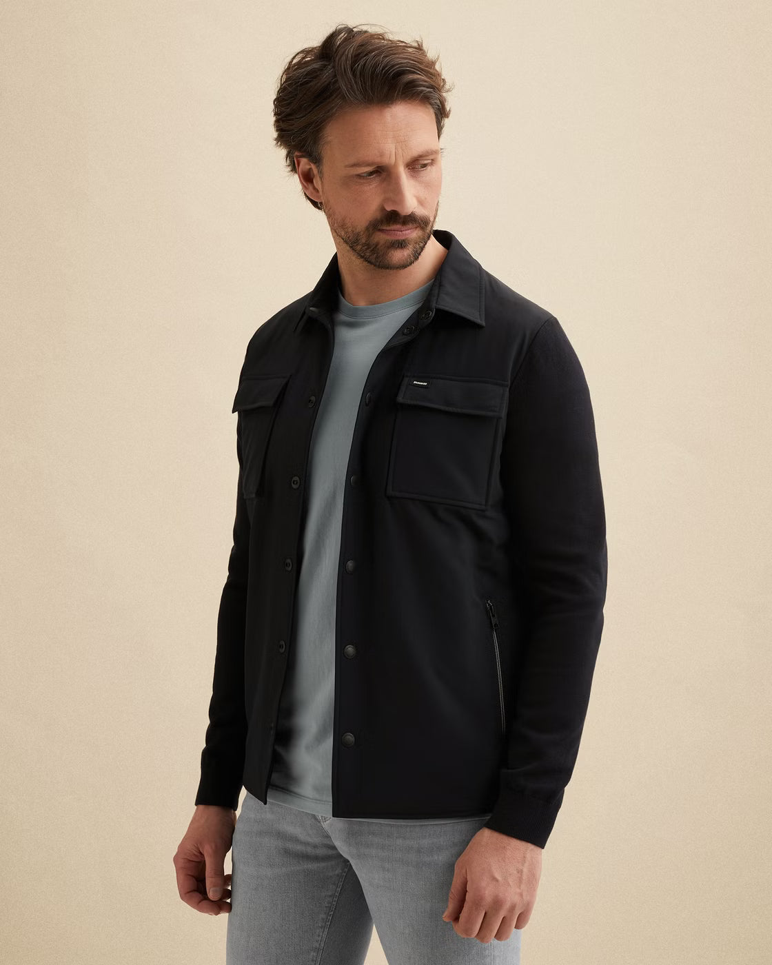 VANGUARD OVERSHIRT BUTTON JACKET COTTON MODAL SKY CAPTAIN