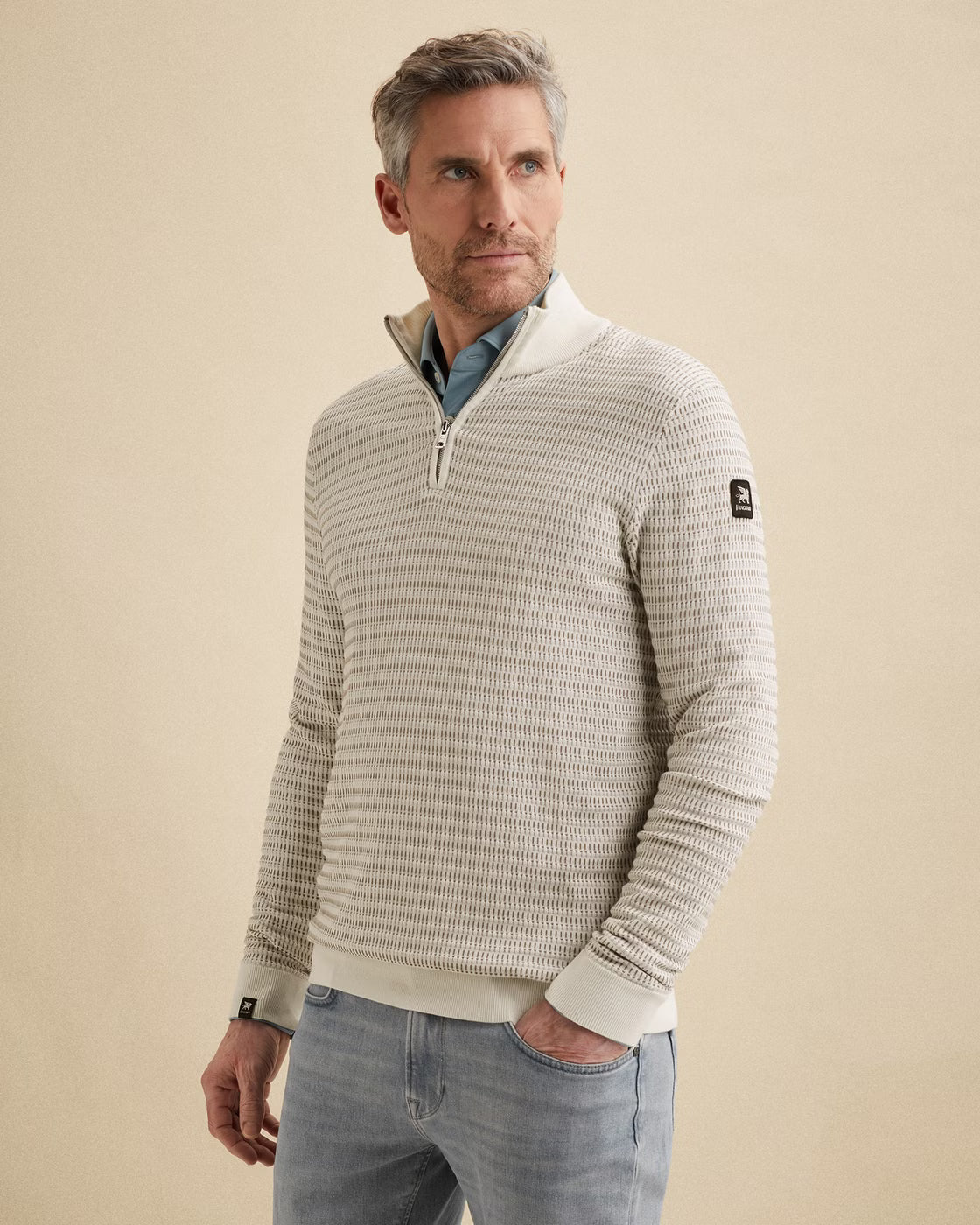 VANGUARD PULLOVER HALF ZIP COLLAR COTTON MODAL CLOUD DANCER