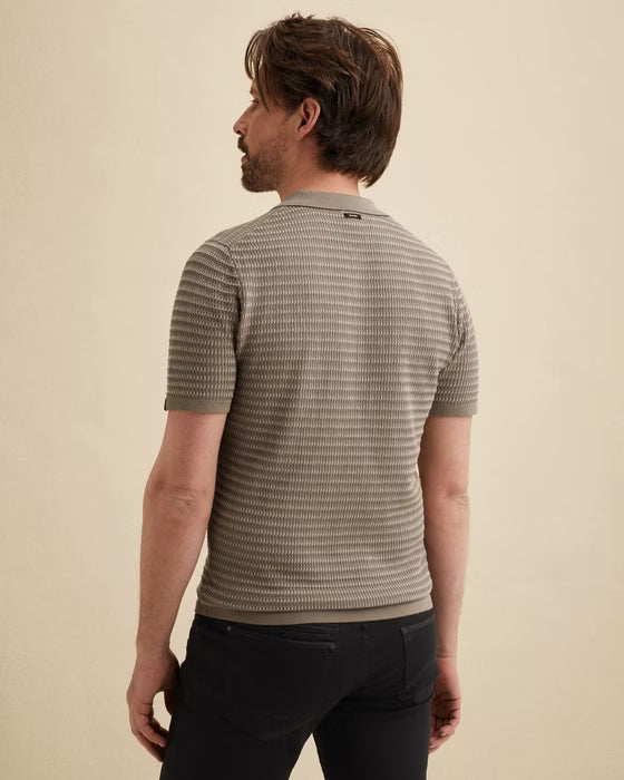 VANGUARD POLO COTTON MODAL JACQUARD STRIPE BRINDLE
