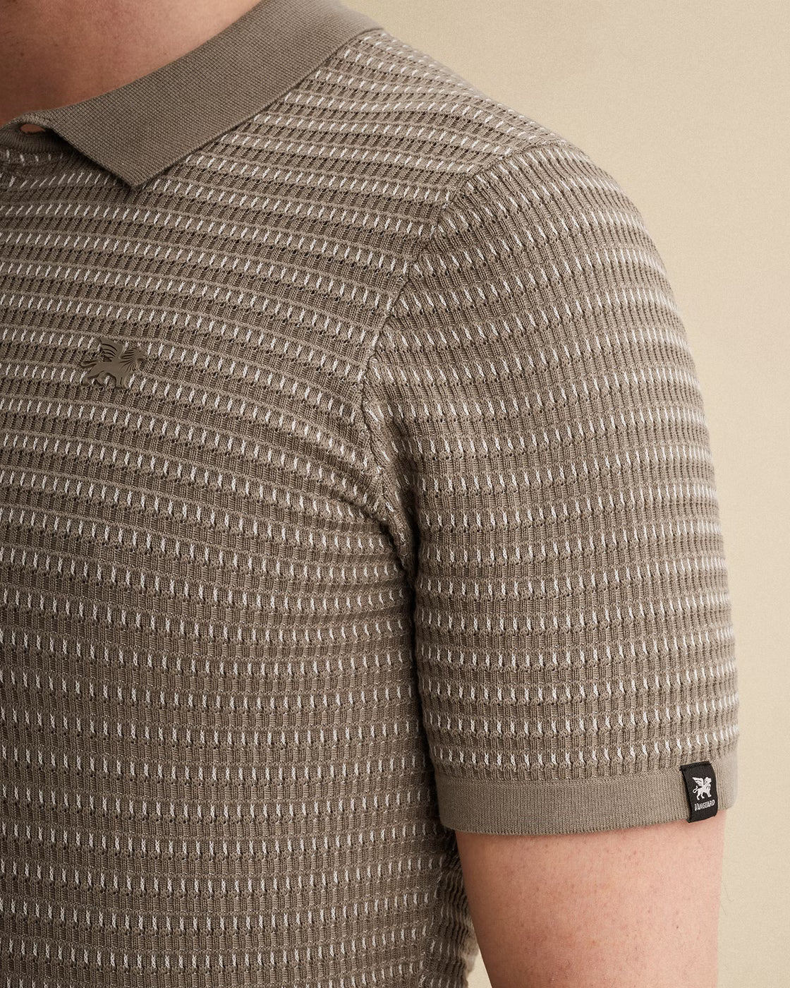 VANGUARD POLO COTTON MODAL JACQUARD STRIPE BRINDLE