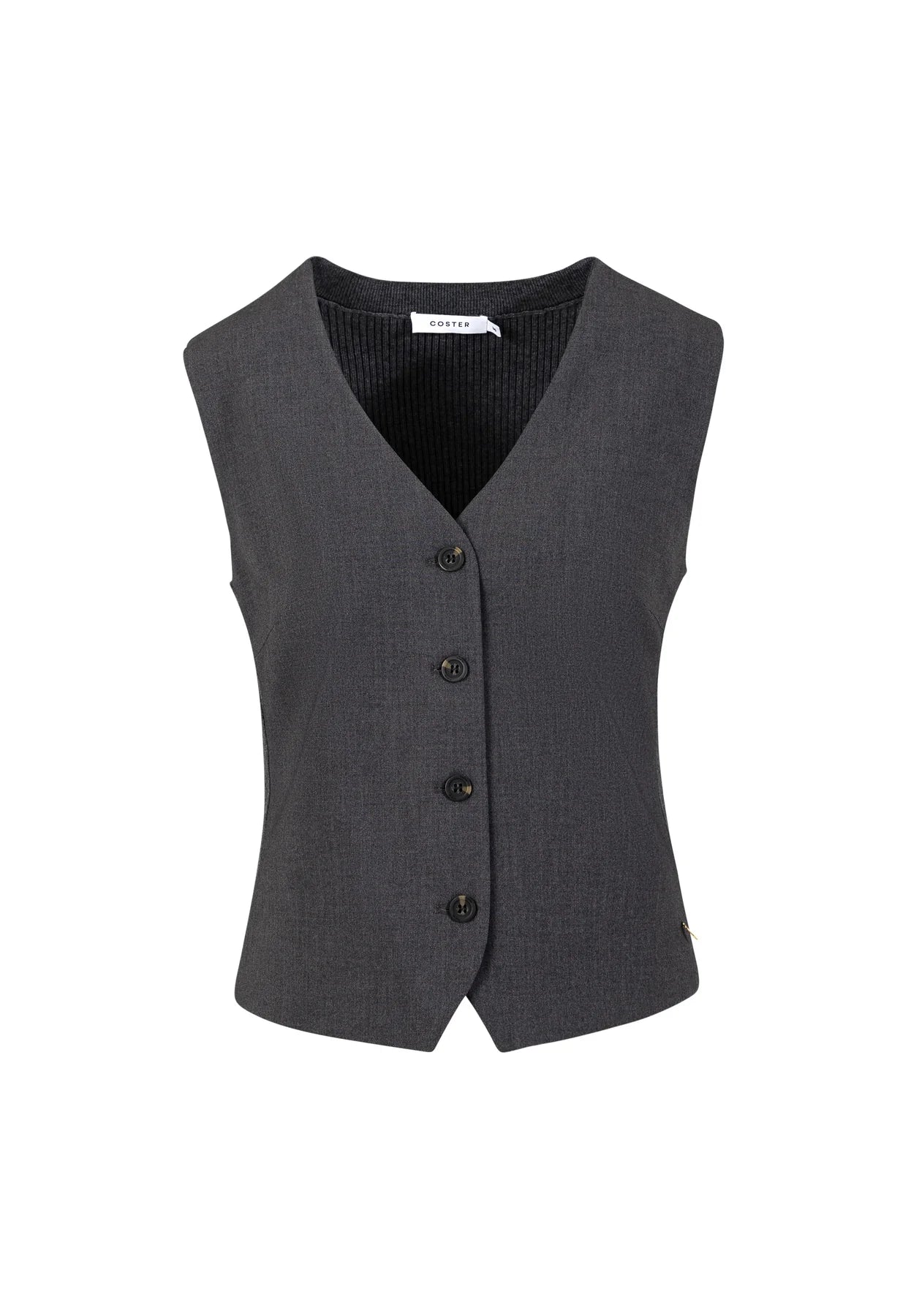COSTER COPENHAGEN GILET WITH KNIT BACK ASPHALT GREY