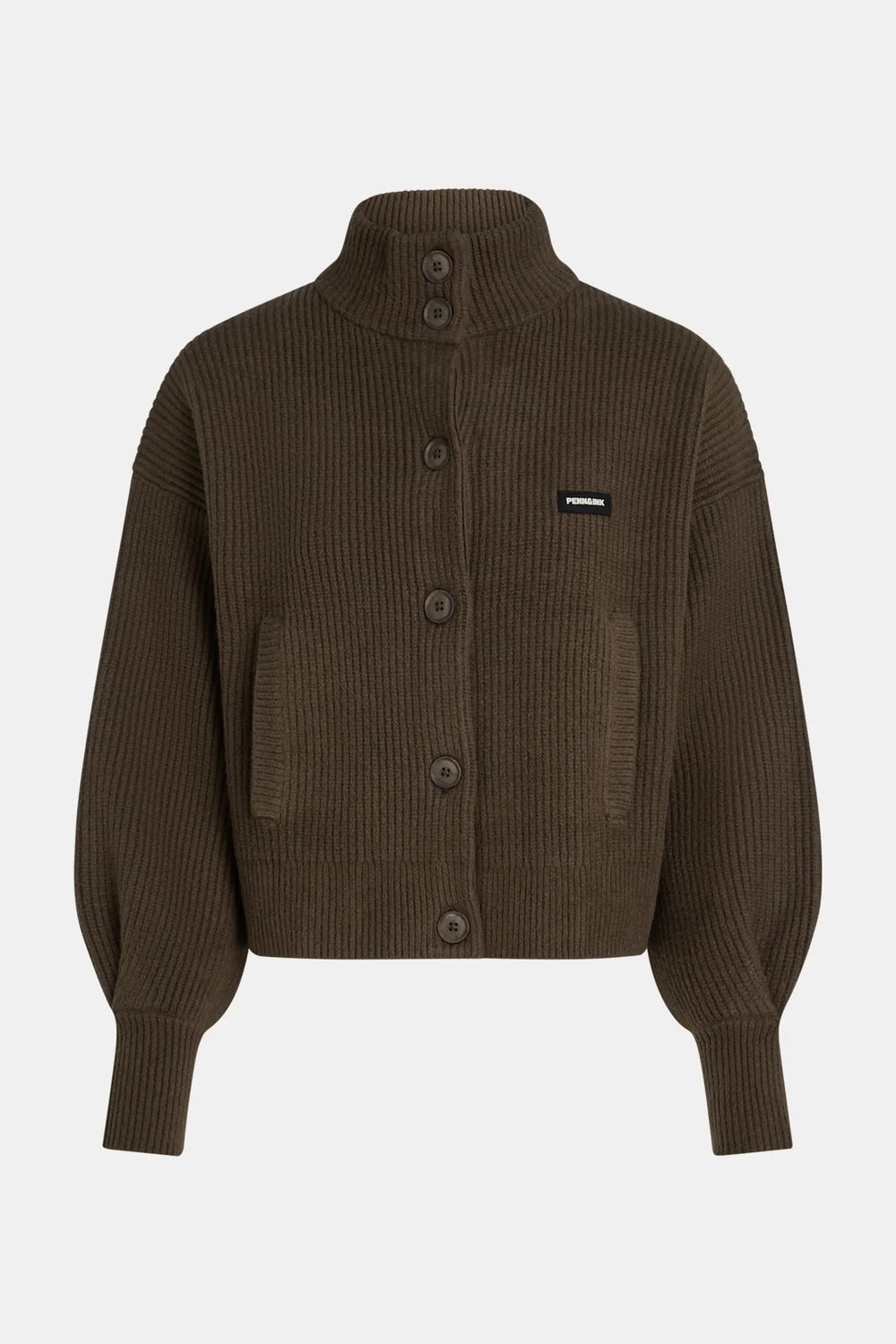 PENN&amp;INK N.Y VEST RIB JACKET CARDIGAN TABAC