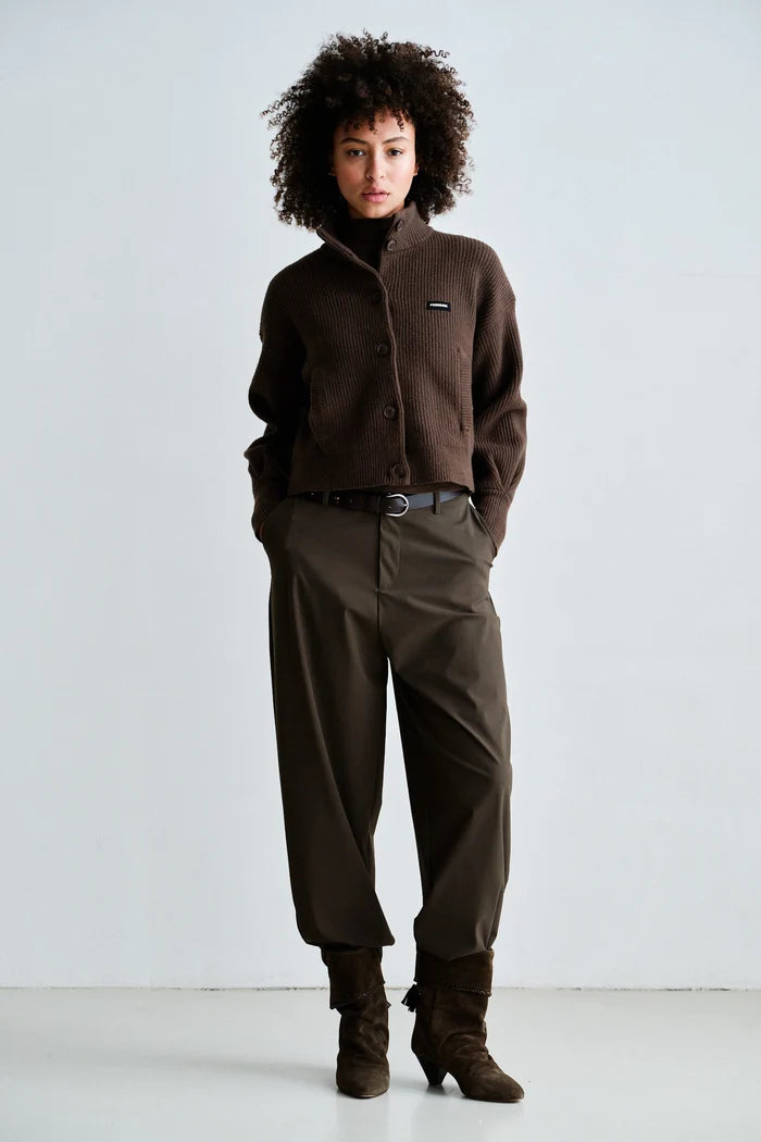 PENN&amp;INK N.Y VEST RIB JACKET CARDIGAN TABAC