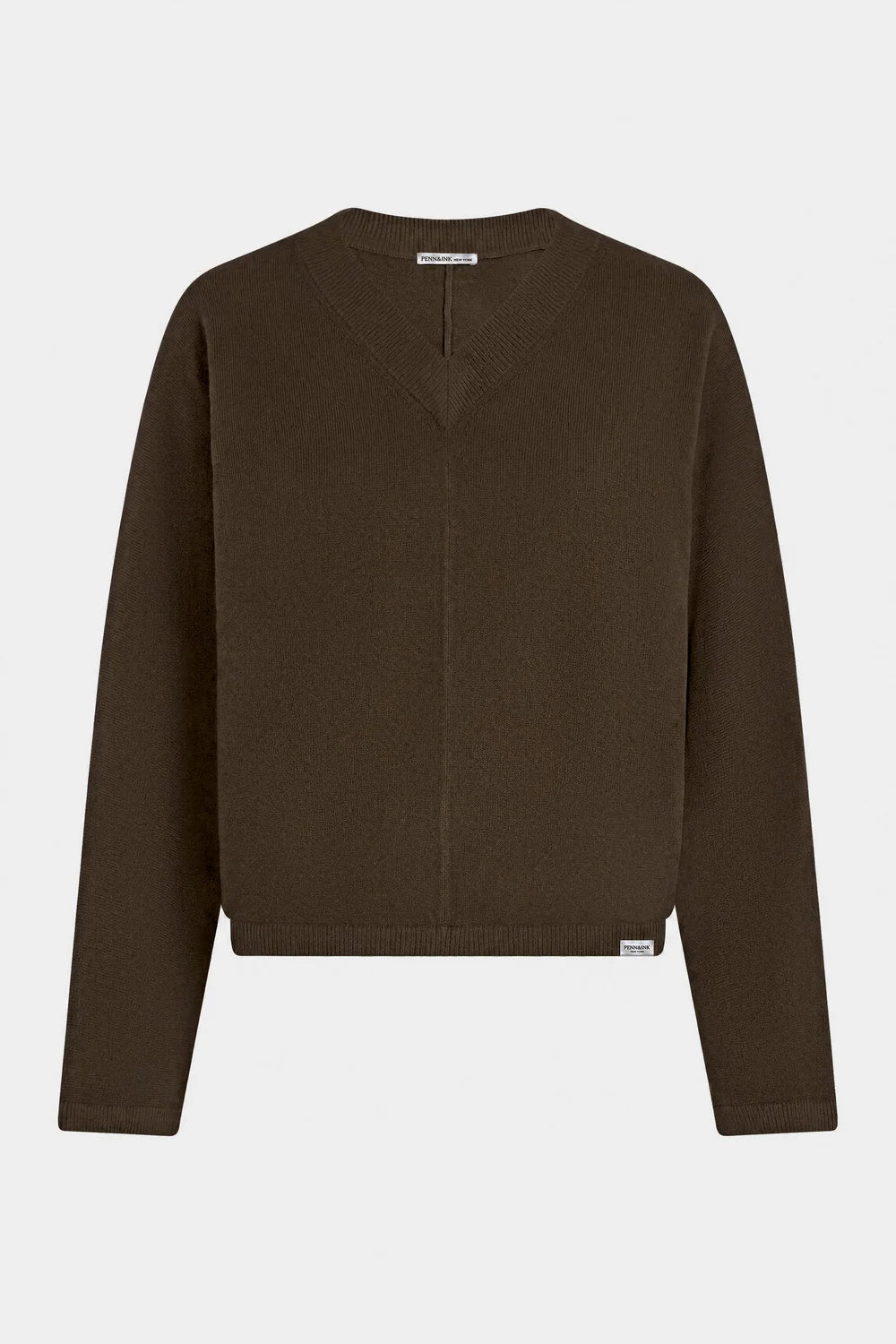 PENN&amp;INK N.Y PULLOVER JUMPER V-NECK TABAC