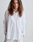 PENN&INK N.Y BLOUSE AUBERGINE STRIPED