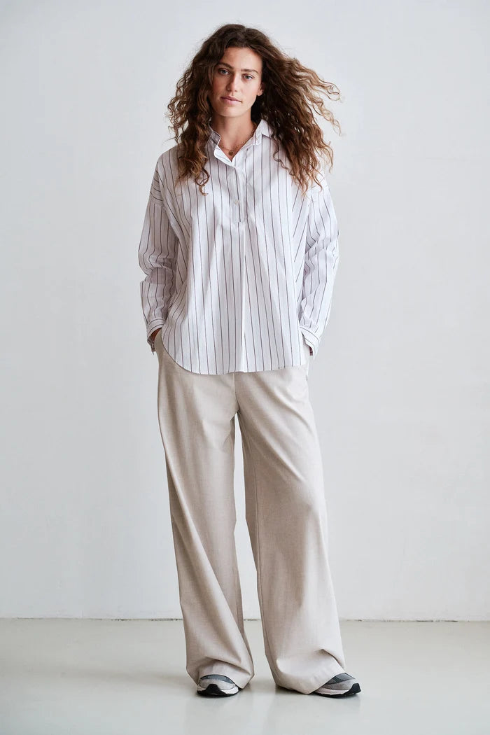 PENN&amp;INK N.Y BLOUSE AUBERGINE STRIPED