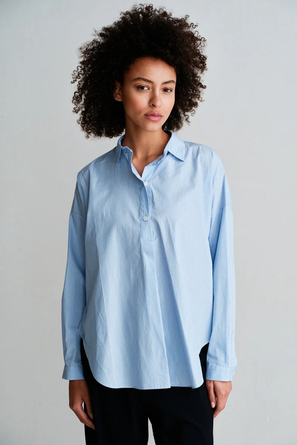PENN&amp;INK N.Y BLOUSE LIGHT BLUE STRIPED