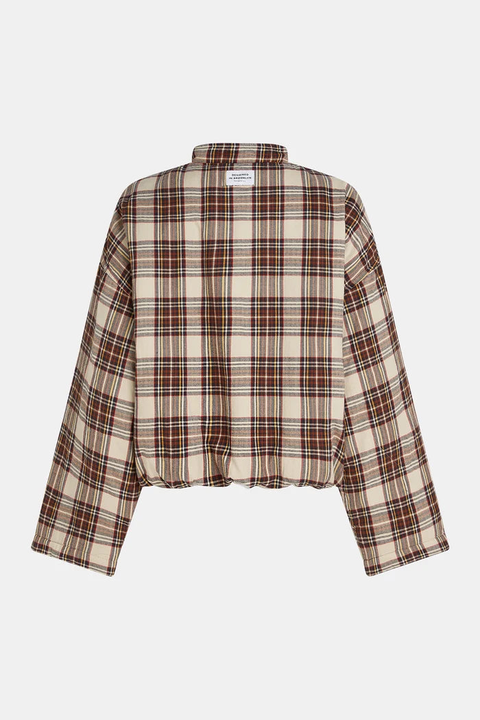 PENN&amp;INK N.Y JAS WOMEN'S CHECKED UTILITY JACKET ECRU/BROWN