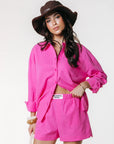 COLOURFUL REBEL SHORT LYN TONAL STRIPE BRIGHT PINK