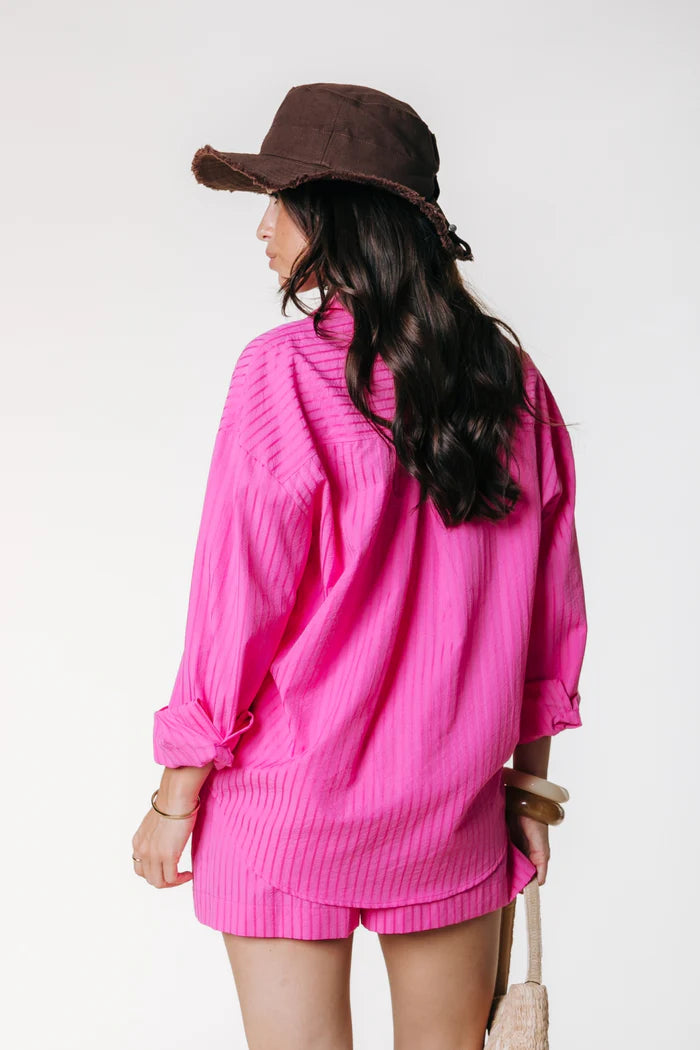 COLOURFUL REBEL SHORT LYN TONAL STRIPE BRIGHT PINK