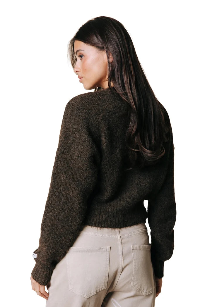 COLOURFUL REBEL VEST YARA KNITTED CARDIGAN BROWN