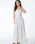 COLOURFUL REBEL JURK FENNA SPAGHETTI DRESS DOTS OFF WHITE